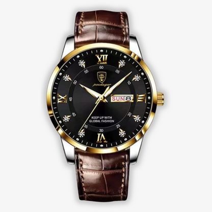 Men's Brown Strap Luminous Watch | Glow Feature