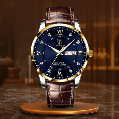 Men's Brown Strap Luminous Watch | Glow Feature