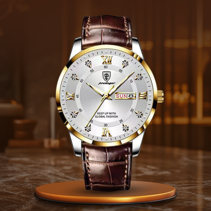 Men's Brown Strap Luminous Watch | Glow Feature
