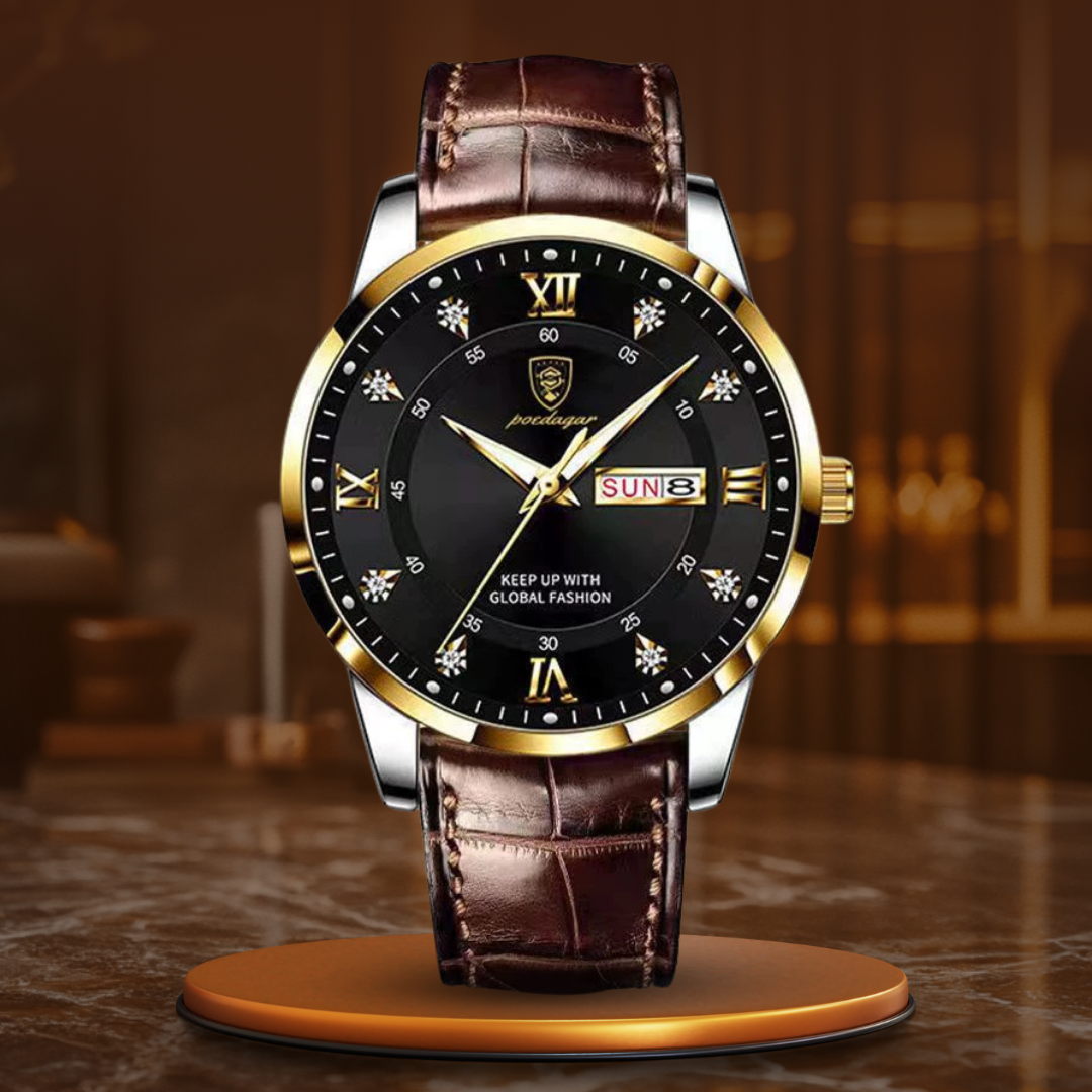 Men's Brown Strap Luminous Watch | Glow Feature