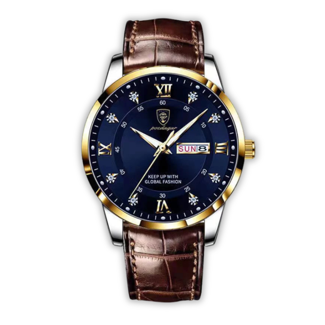 Men's Brown Strap Luminous Watch | Glow Feature