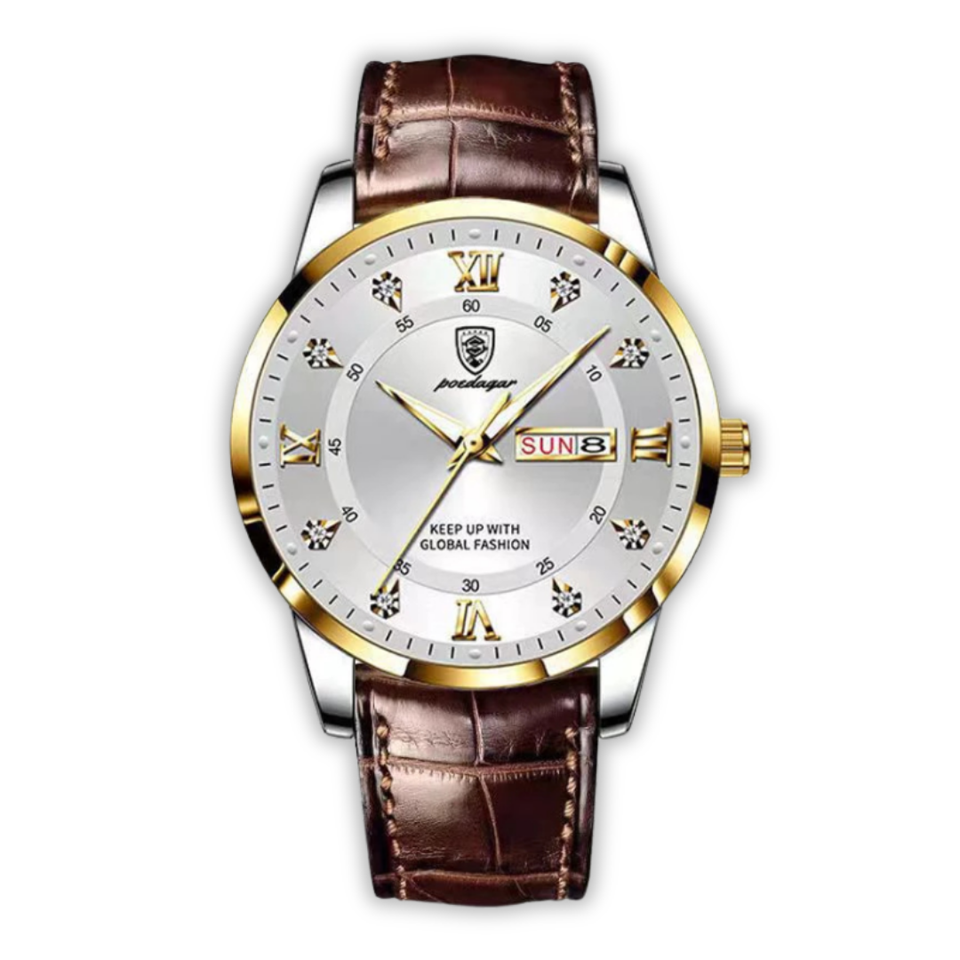 Men's Brown Strap Luminous Watch | Glow Feature