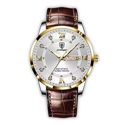 Men's Brown Strap Luminous Watch | Glow Feature